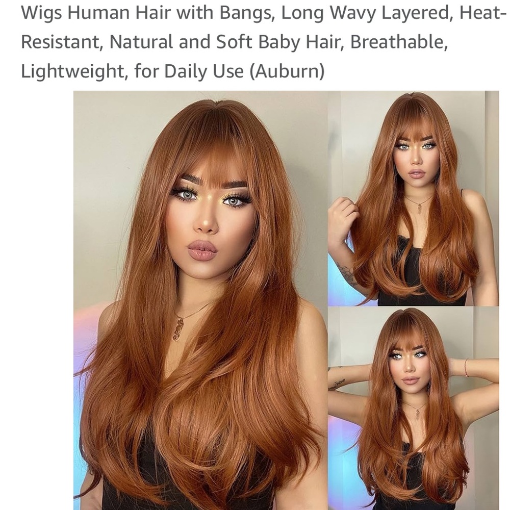 New in box human hair 18 inch Auburn wig